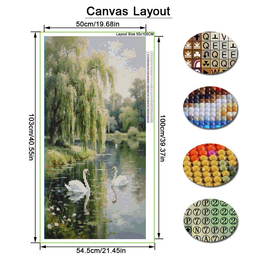 Willow Tree Scenery Swan River Large Size Diamond Painting Animal Diy Full Square Round Drill Rhinestone Embroidery Mosaic Cross Stitch Kits