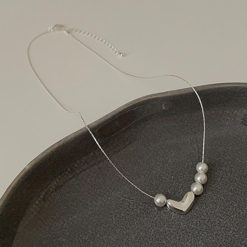 Colier simplu cu perle de dragoste, feminitate, elegant, ușor, lux, tendință de personalitate, modă rafinat și versatil, lanț pentru claviculă