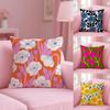 Flower Design Cushion Cover Soft Short Plush Double-Sided Printing Home Decor Machine Washable Pillow Case Gift