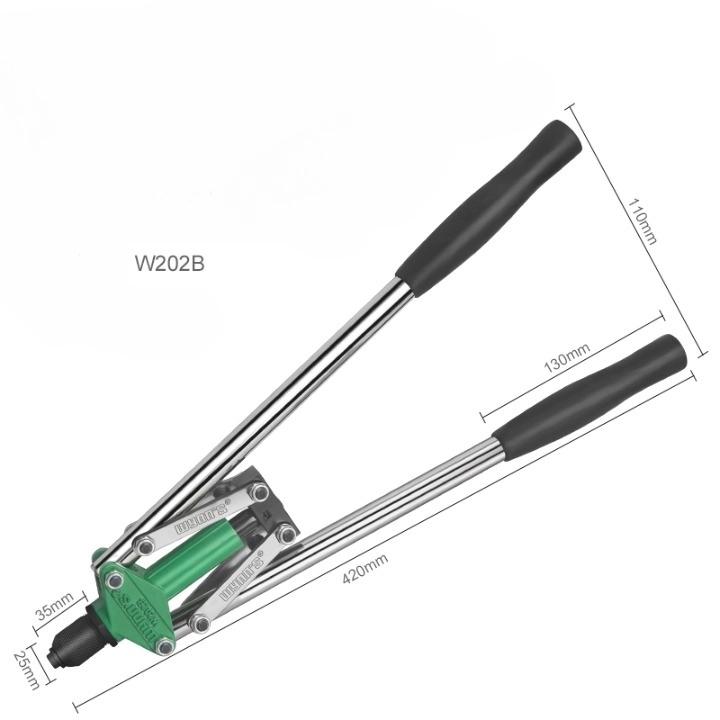 Manual Rivet Gun Set with 16 Sizes of Rivet Heads, Heavy-duty One-handed Rivet Gun Tool for Metal, Plastic and Leather