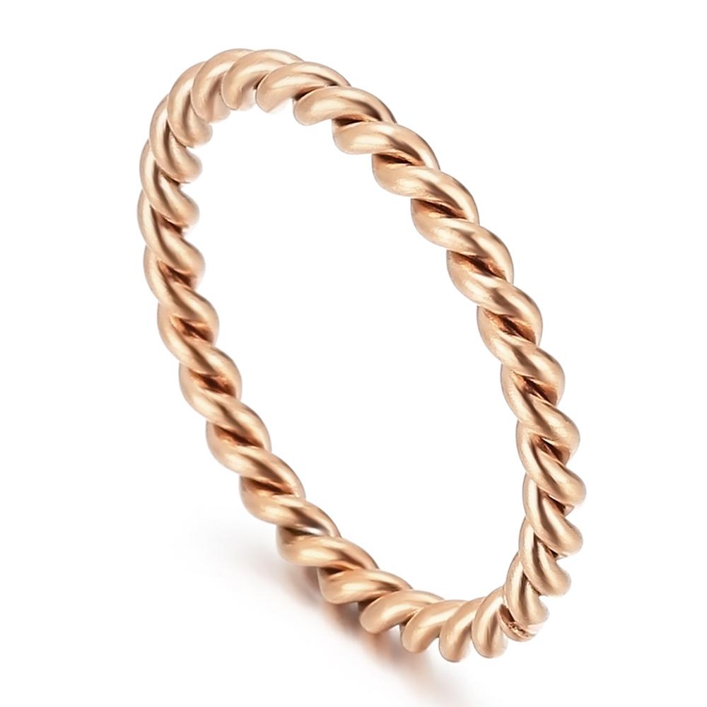 

Роскошное женское кольцо золотого/серебряного/черного цвета, ювелирные аксессуары из нержавеющей стали, кольца-ленты шириной 2 мм в стиле плетеной витой цепи 7 розового золота