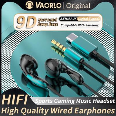 9D HIFI Heavy Bass Waterdrop Stil Kabelgebundene Kopfhörer 3,5 MM AUX/Typ-C Digital Chip Headsets Für iPhone 15/16 Samsung Xiaomi Android Tablet PC