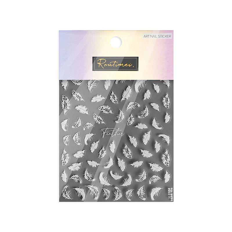 

Feather Three-Color Embossed Adhesive Ornament Nails Sticker 2358# White Feather [thin and tough]]