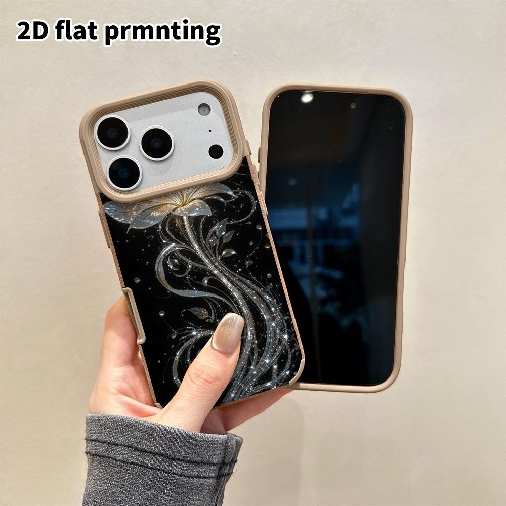 Phone Case: 2D flat lambskin suitable for iPhone 18, 17, 16, 15, 14, 13 Pro protective cases,  flowing lotus, Christmas and Halloween gifts