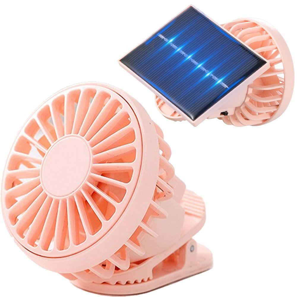 

Adjustable Portable Solar Fan 3 Gears Small Air Cooler Personal Mini Solar Powered Fan Sports White USB Recharging