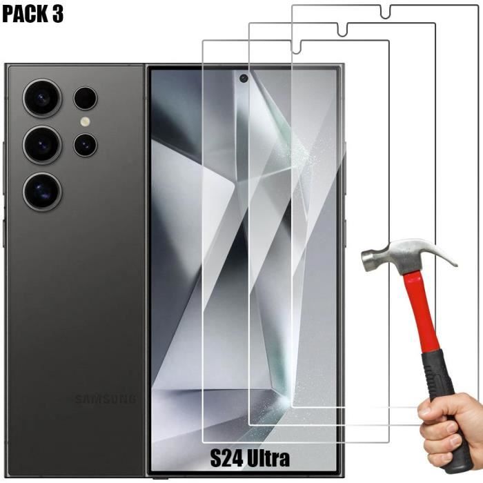 Verre Trempé pour Samsung Galaxy S24 Ultra - 3 Pièces - Vitre de Protection Transparent Résistant 9H