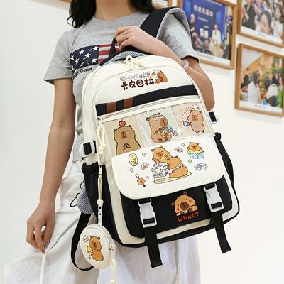 School Bag New Kapibara Cute Cartoon Primary and Secondary School Students Backpack Large Capacity Burden Reduction Japanese Leisure Backpack