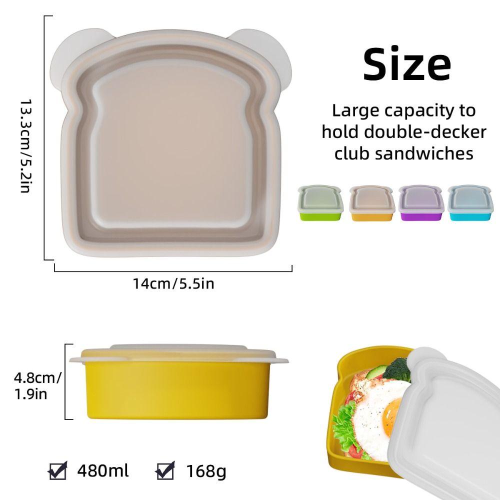 Airtight Silicone Sandwich Box With Lid Prep Keeper Dishwasher Safe Food Container Snacks