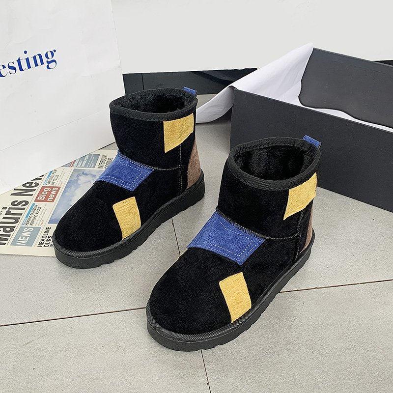 Fashion Snow Boots Women's Autumn Winter 2024 New Lady Plus Velvet Thick Warm Cotton Shoes Woman Mid Calf Waterproof Platform Short Boot