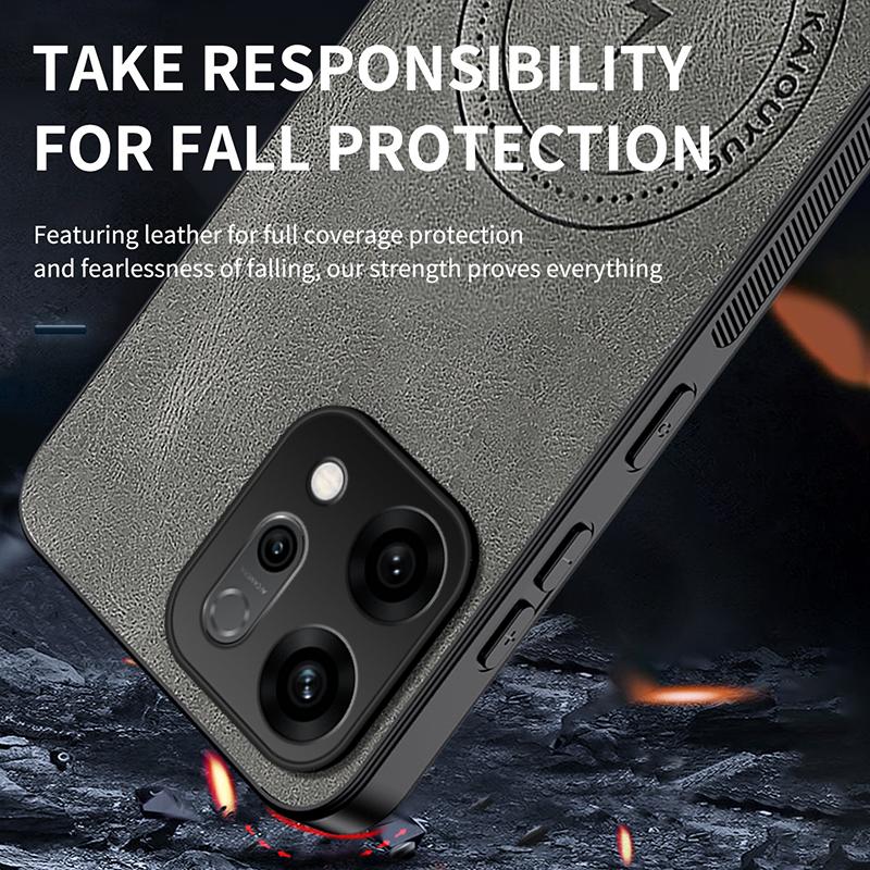 Magnetic Case For Oppo Reno 14 Pro Reno14 F 14 FS 5G MagSafe Napa-textured PU Silicone Leather Back Cover Shockproof Bumper