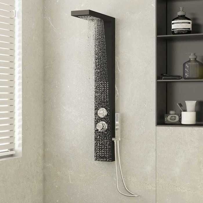 VidaXL Shower Panel System Aluminium Black