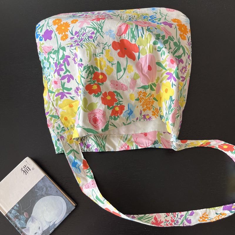 Han Style Ins Fresh Flower Bag Thin Cotton Shoulder Cross-body Large Capacity Women's Canvas