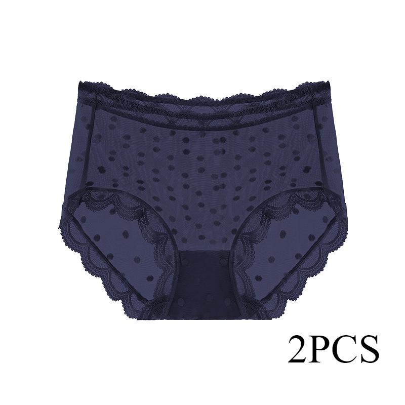 

Сексуальное кружевное нижнее белье для женщин, симпатичное сетчатое белье в горошек, бесшовное нижнее белье со средней талией, антибактериальные трусики с промежностью L