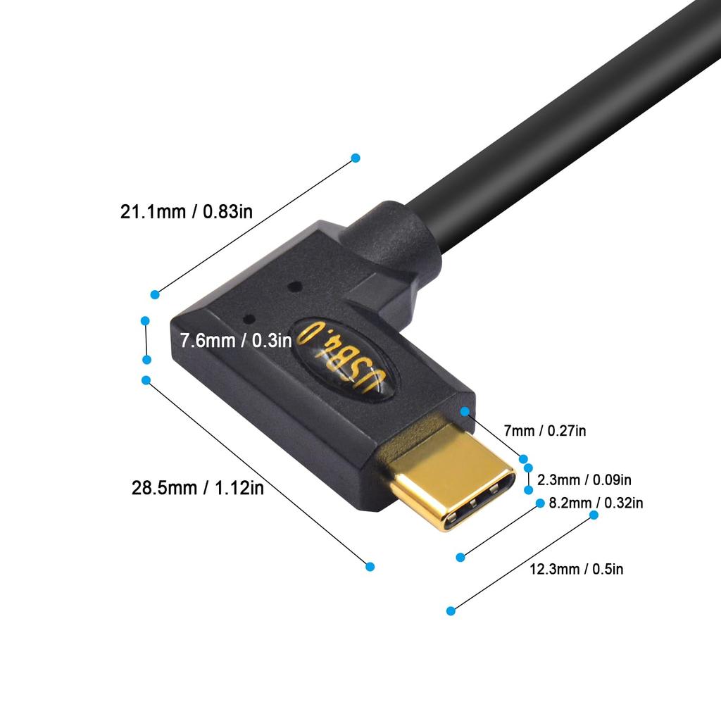 Duttek 40Gbps USB C Coiled Cable for Thunderbolt Right Angle USB Type C Male to Male Spiral Video and 240W PD Fast Charging Cable for 3, Cable,
