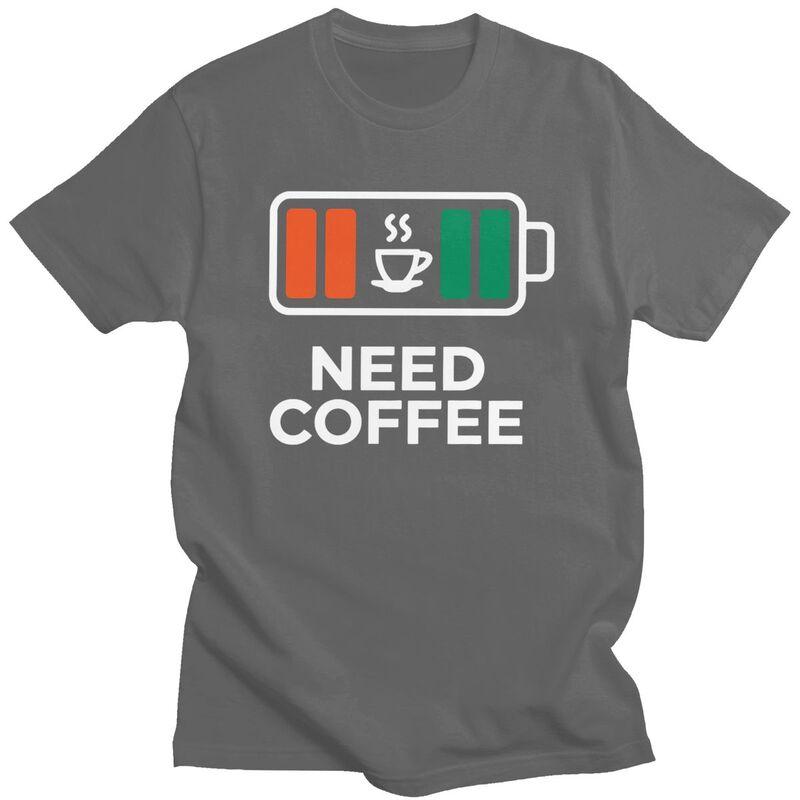 Custom I Need Coffee T Shirt for Men 100 Cotton Tshirt Tee Short Sleeves Tshirt Loose Fit
