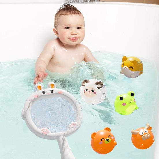 Glødende Dyr Badelekesett Uten Hull Lysende Badeleke Lysende Flytende Dyrkule Badekar Fiskespill Basketballkurv Leke for Barn