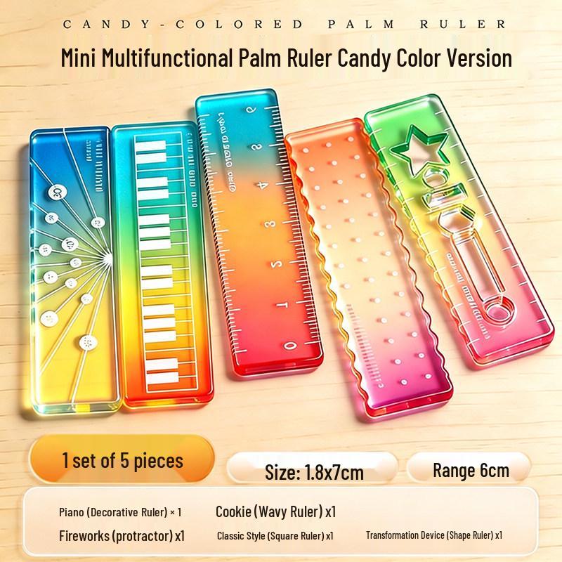 Multifunctional Drafting Ruler with Round, Square, Ellipse, and Polygon Templates for Students