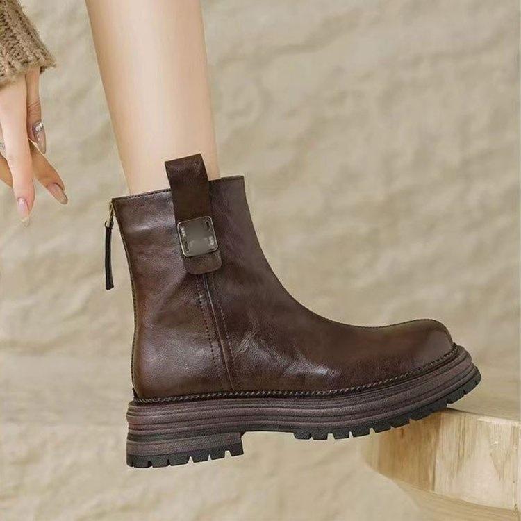 Winter Platform Short Boots Retro Snow Boots New British Velvet Thickened Warm Martin Boots