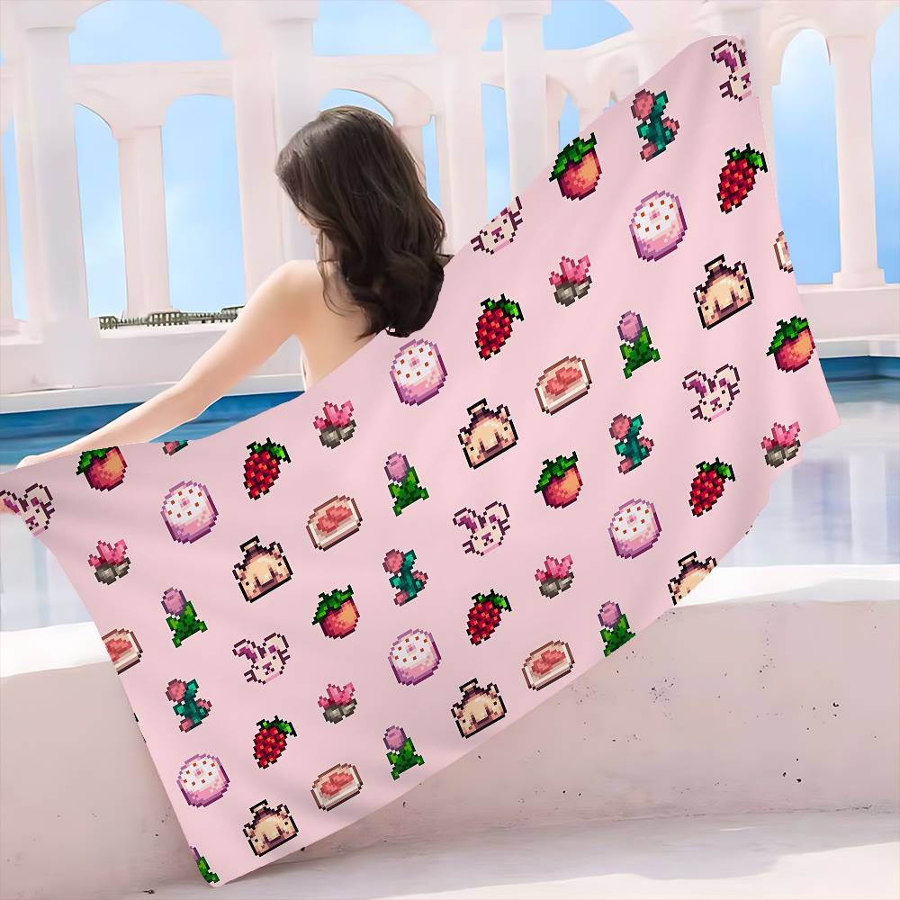 Farming Game S-Stardew V-Valley Beach Towel Colorful Bath Towels for Girl Microfiber Quick Dry Custom Sand Free Beach Yoga Spa