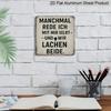 2D Flat 1pc - Aluminum Wall Decor with German Proverb, Rustic Distressed Finish, Perfect for Bedroom, Office, Workshop, and Gift for Comedy Lovers