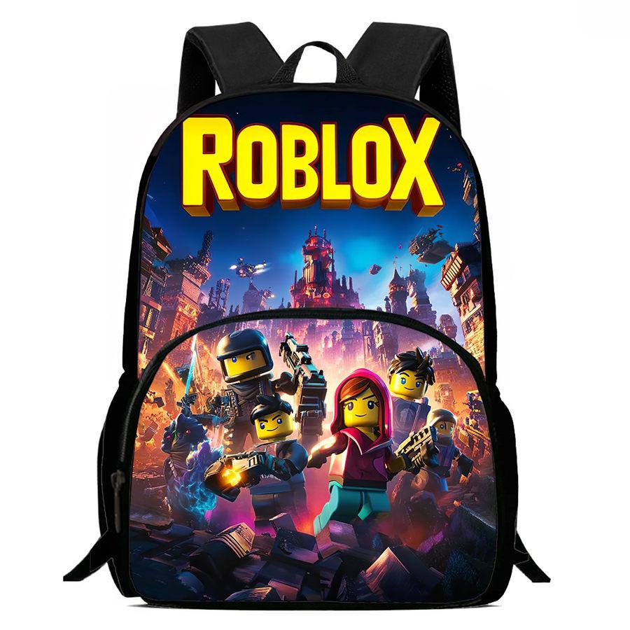 Dětský batoh s kresleným vzorem Roblox a přední kapsou, nastavitelným ramenním popruhem, unisex, vhodný pro chlapce a dívky ve věku 5-9 let