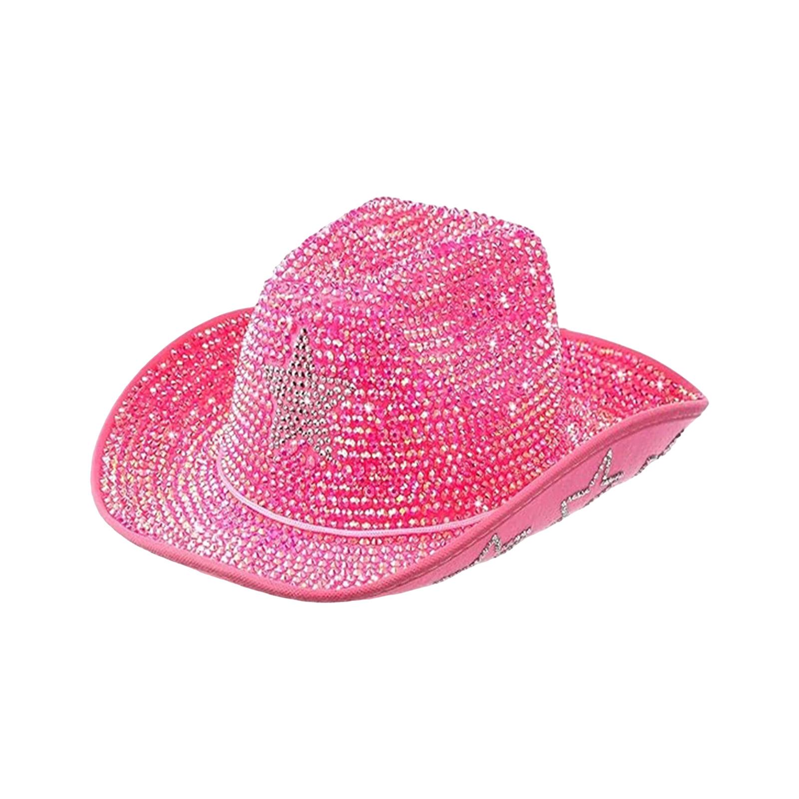 

Shining Rhinestones Studded Hat for Women Men Music Festival Hat with Five Pointed Star Pattern for Stage Performances розовый