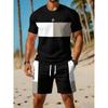 Men's Casual Sportswear Set, Breathable Outdoor Leisure Round Neck T-Shirt and Shorts Set, Summer Digital Print Set for Adults