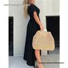 Summer V-neck Batwing Sleeve Elastic Waist Split Long Dress