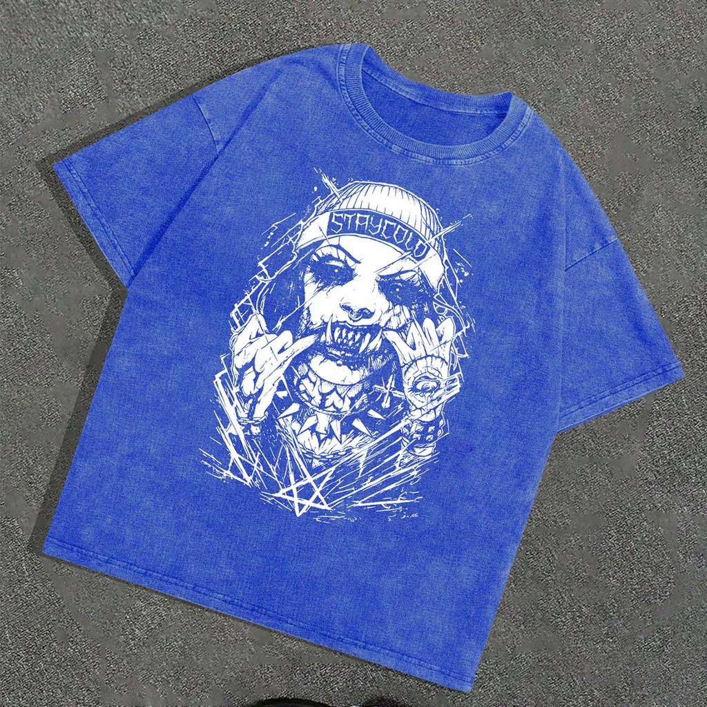 T-shirt Grafica da Uomo Unisex Cotone Oversize Manica Corta Vintage Streetwear Maglietta Casual Top