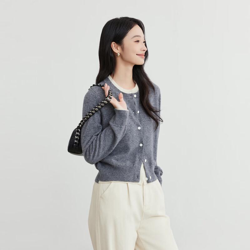 Elva' Island Women's Round Neck Short Knit Cardigan