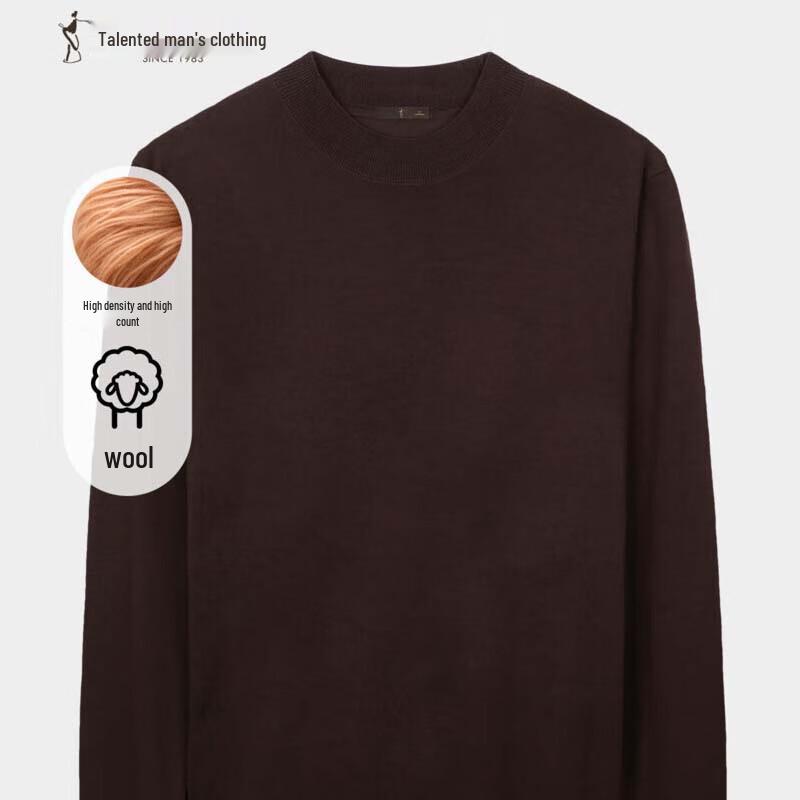 TRIES Men's Half-High Collar Merino Wool Blend Pullover Sweater