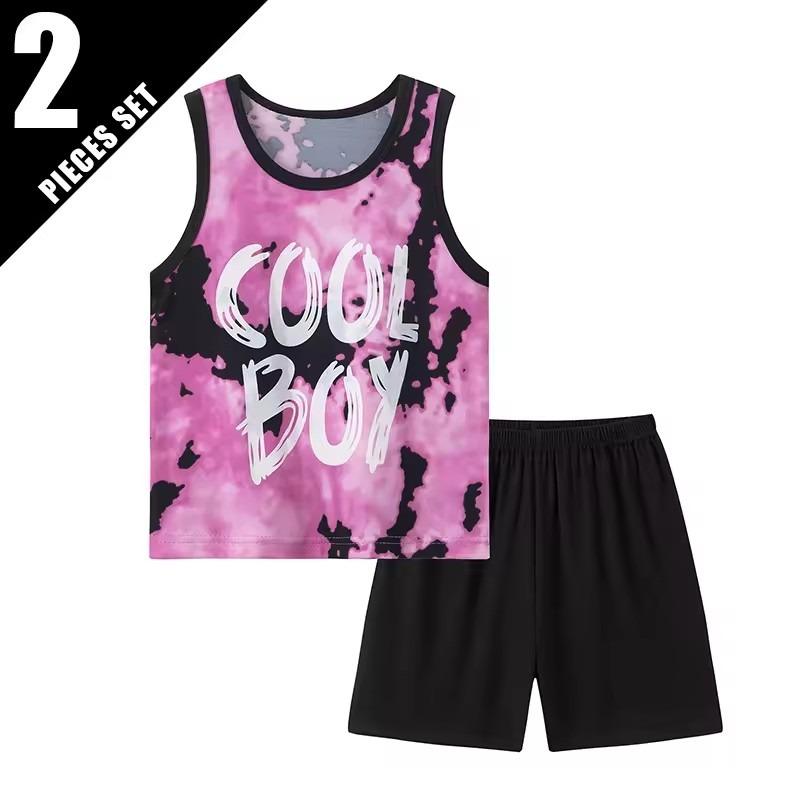 2 Pcs Summer Children's Camouflage Dinosaur Suit Boy Casual Fashion Handsome Vest Girl Comfortable Joker Shorts T-shirt Clothing