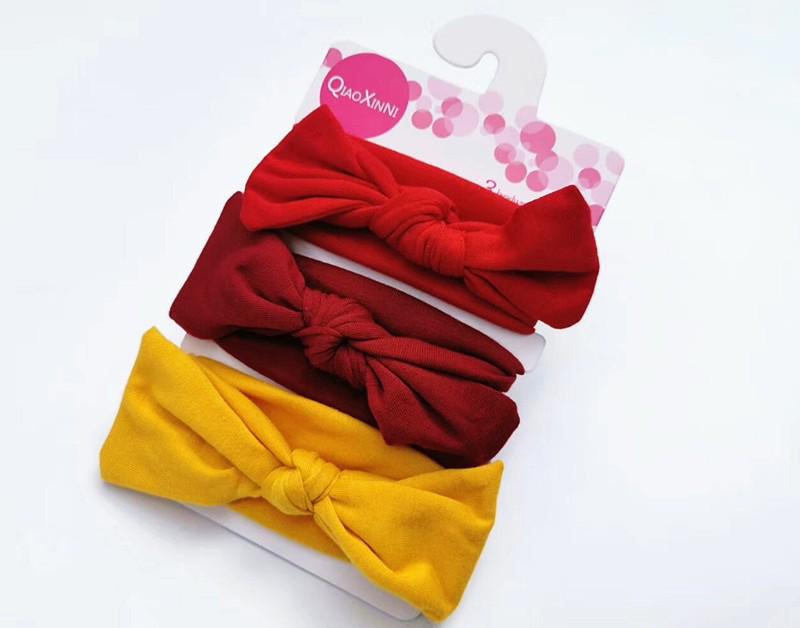 European & American Kids' Rabbit Ears Headband Set: 3-Piece Infant Bow Hair Accessories for Boys & Girls
