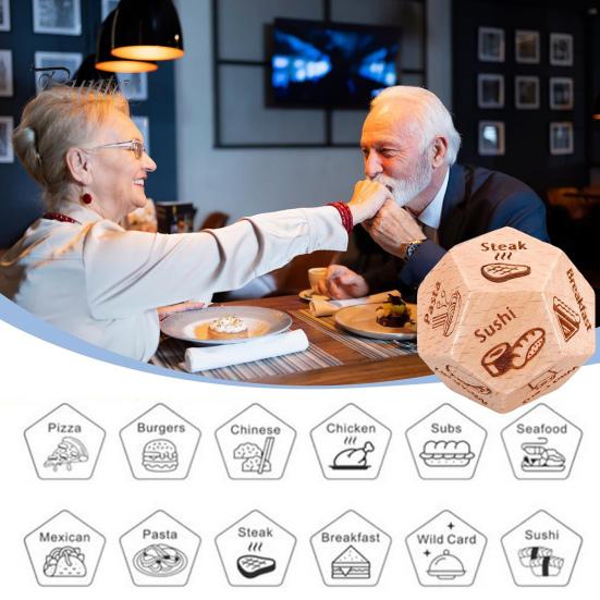 Date Natt Terning Tre Mat Avgjørelse Terning 12 Side Dato Natt Ideer Jubileum Valentinsdag gave til voksne par Ektemann Kone