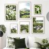 Green Leaf Boat Flower Forest Mountain Waterfall Posters And Prints Canvas Painting Wall Art Pictures For Living Room Decor