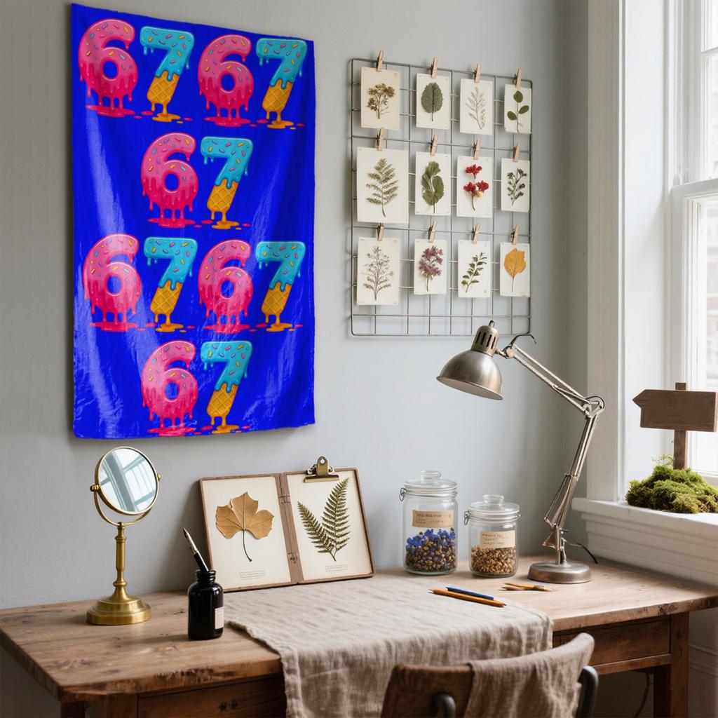67 Donut Waffle With Dripping Digital Printing Polyester Wall Tapestry Suitable For Use Living Rooms Bedrooms Offices Bars Party