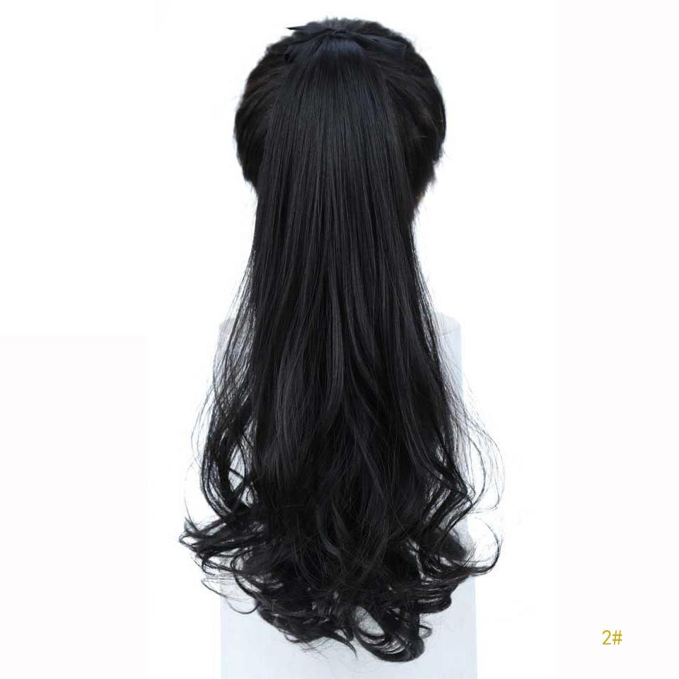 Длинный вьющийся парик из волос с хвостиком на клипсе 22inches