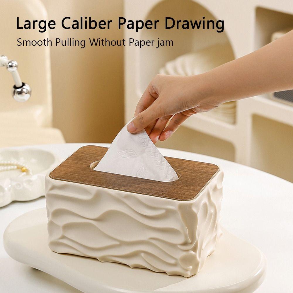 Durable Large Capacity Tissue Box Cover Dust-proof Creative Tissue Storage Box Wooden Lid Elegant Tissue Box Holder Living Room