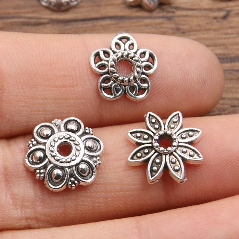 Antique Silver Flower Spacer Beads: Multi-Style, Hollow Design for DIY Bracelets & Necklaces