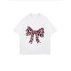 Oversized T-Shirt with Pink Leopard-Print Bow Print – Sweet-Edgy Color-Block Girly Top