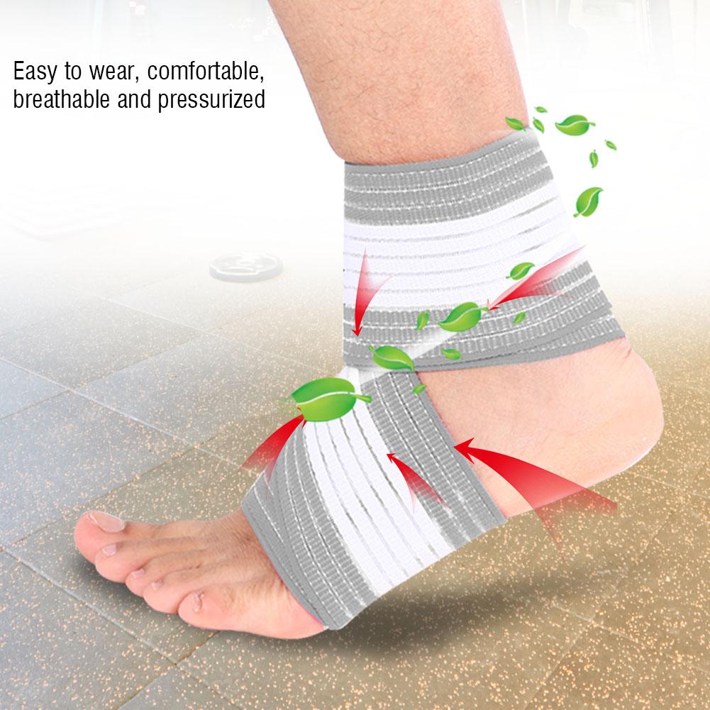 Adjustable Ankle Support Pad Protection Elastic Brace Guard Support for Gym Fitness Grey White