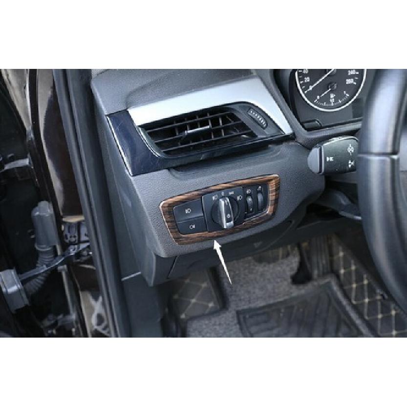 For BMW X1 F48 2016-2022 Pine Wood Grain Function Control Button Frame Trim 1PCS