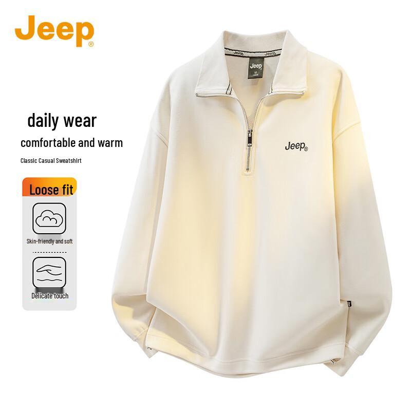 

JEEP Men s American Retro Half-Zip Lapel Sweatshirt M
