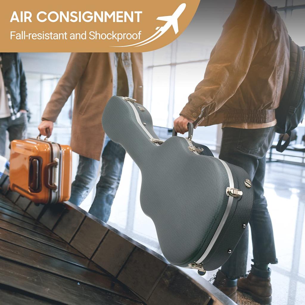 CAHAYA PU Shoulder Strap Included Acoustic Guitar Air Transportable ABS Material 15mm Cushion Sturdy Durable Waterproof Easy to Clean Neck Pillow