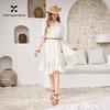 Xiangying French Lace Bohemian White Summer Midi Dress