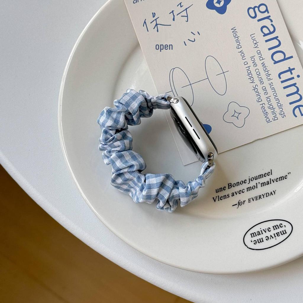 Color Block Plaid Scrunchie Watch Band for Apple Watch Series 5-10