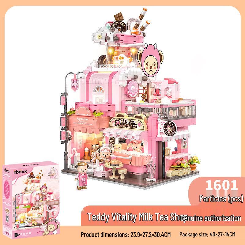 Teddy Milk Tea & Jihu Coffee House Street View Toy Building Blocks