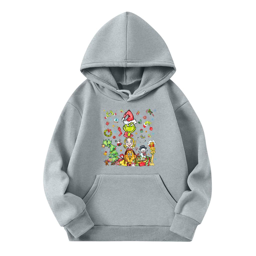 Child Fashion Lightweight Long Sleeve Pullover With Pockets Print Hoodie