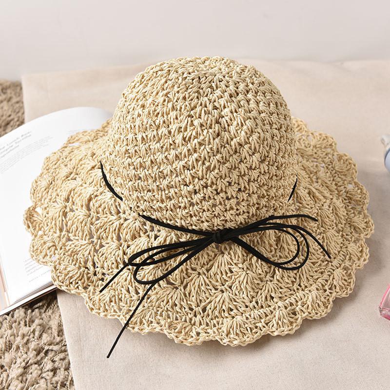 Women's Summer Foldable Beach Hat With Wide Brim Sun Hat Casual Straw Hat