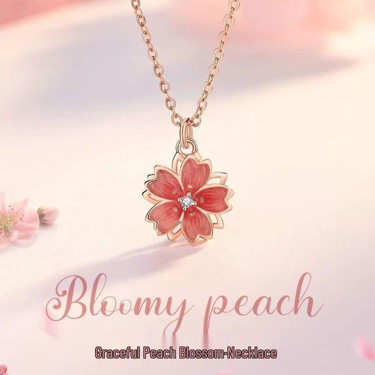 Luxury Flower Jewelry Set: Rotating Pendant Necklace, Stud Earrings & Ring - Elegant Gift for Her